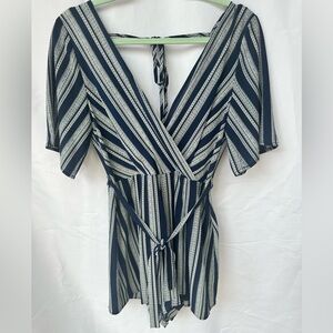 Altar’d State Blue and White Romper Size: S